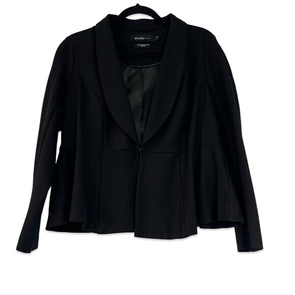 Black ruffled women's Jacket/ Blazer cropped. Size Large Torrid size is 0. - Picture 10 of 13